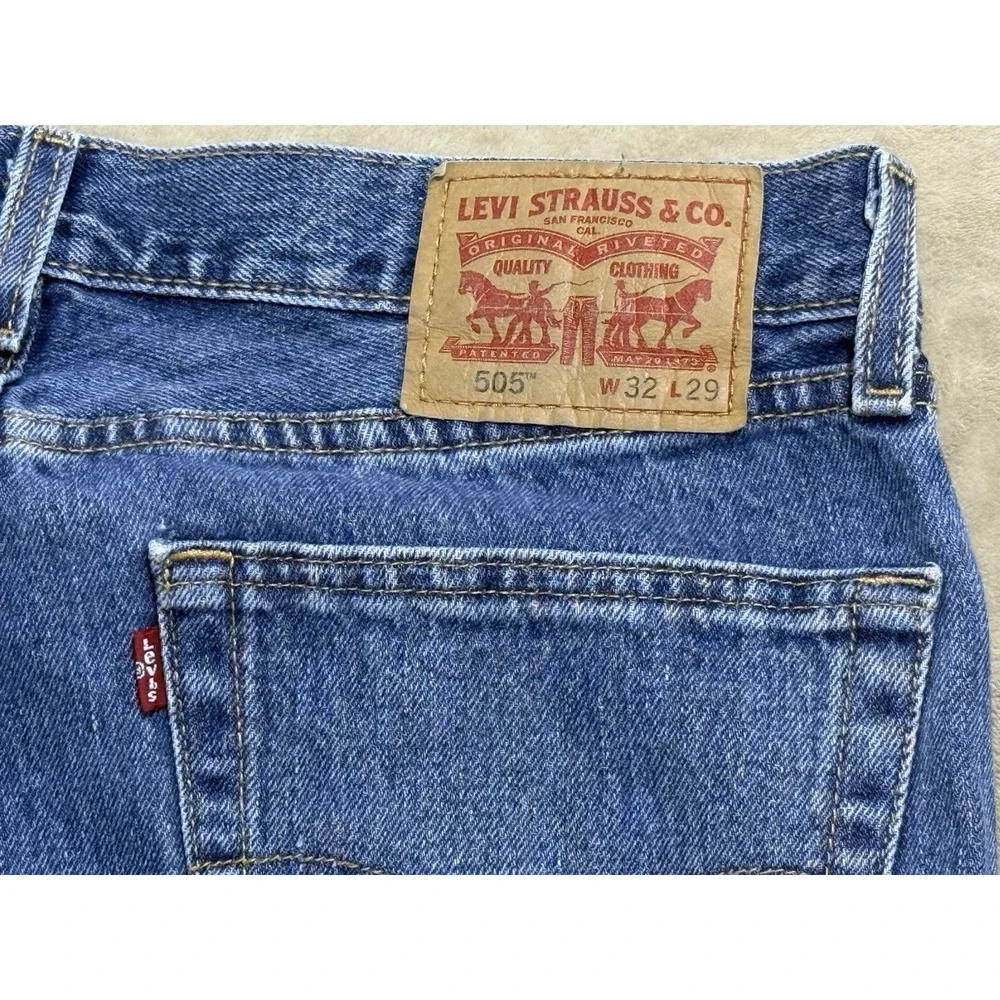 Levi's 505 Jeans Men 32W 29L Blue Regular Fit Straight Leg Cotton PC9-00505-4891